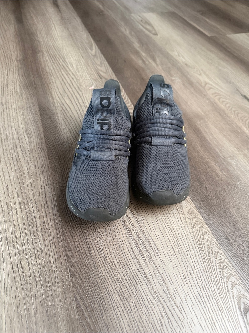 adidas boys Black Slip-On Knit Sneakers with Elastic Laces